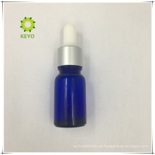 Frasco de vidrio azul de 10 ml frascos de vidrio azul Frasco de aceite esencial mini botella de aceite con gotero de aluminio